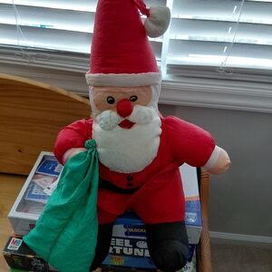 Jolly Santa Claus Plush with Green Bag
